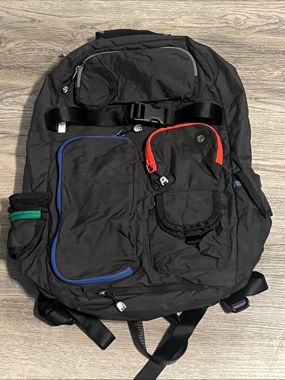 Lululemon Unisex Cruiser Backpack Black with Red and Blue Accents 28L